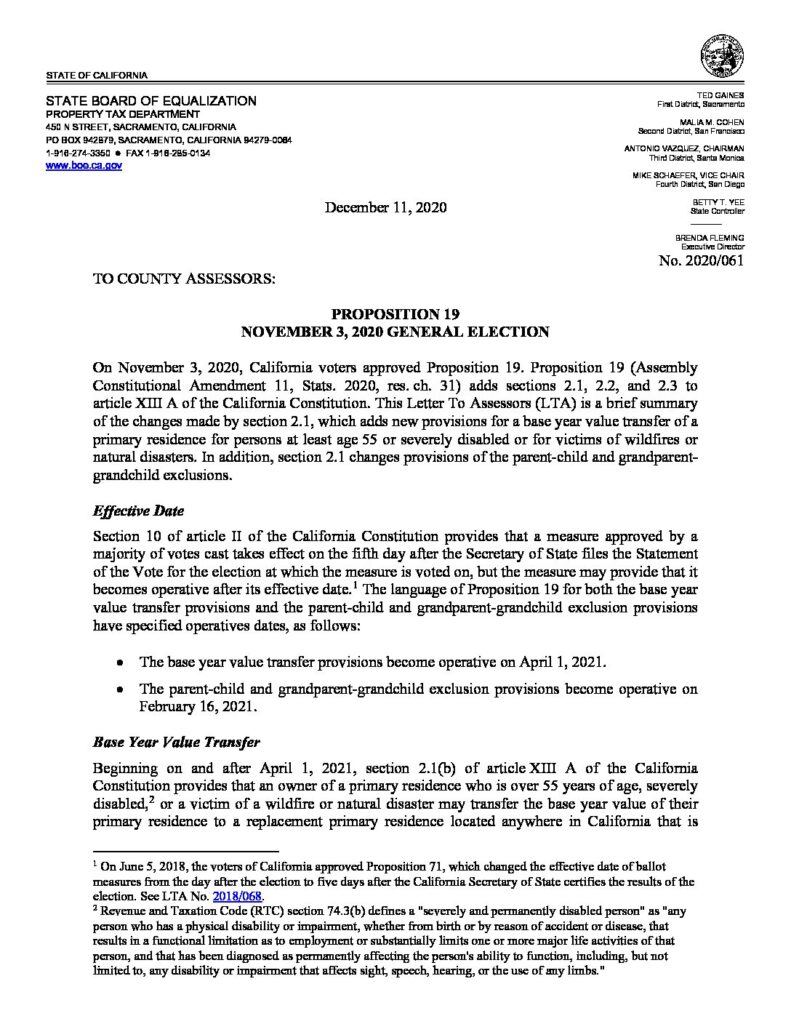 Proposition 19 CA Details Canvass Properties